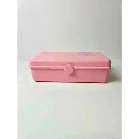 Vintage 80s 90s Pink Mini Caboodle Case Make Up Jewelry With Mirror Rare - Picture 1 of 7